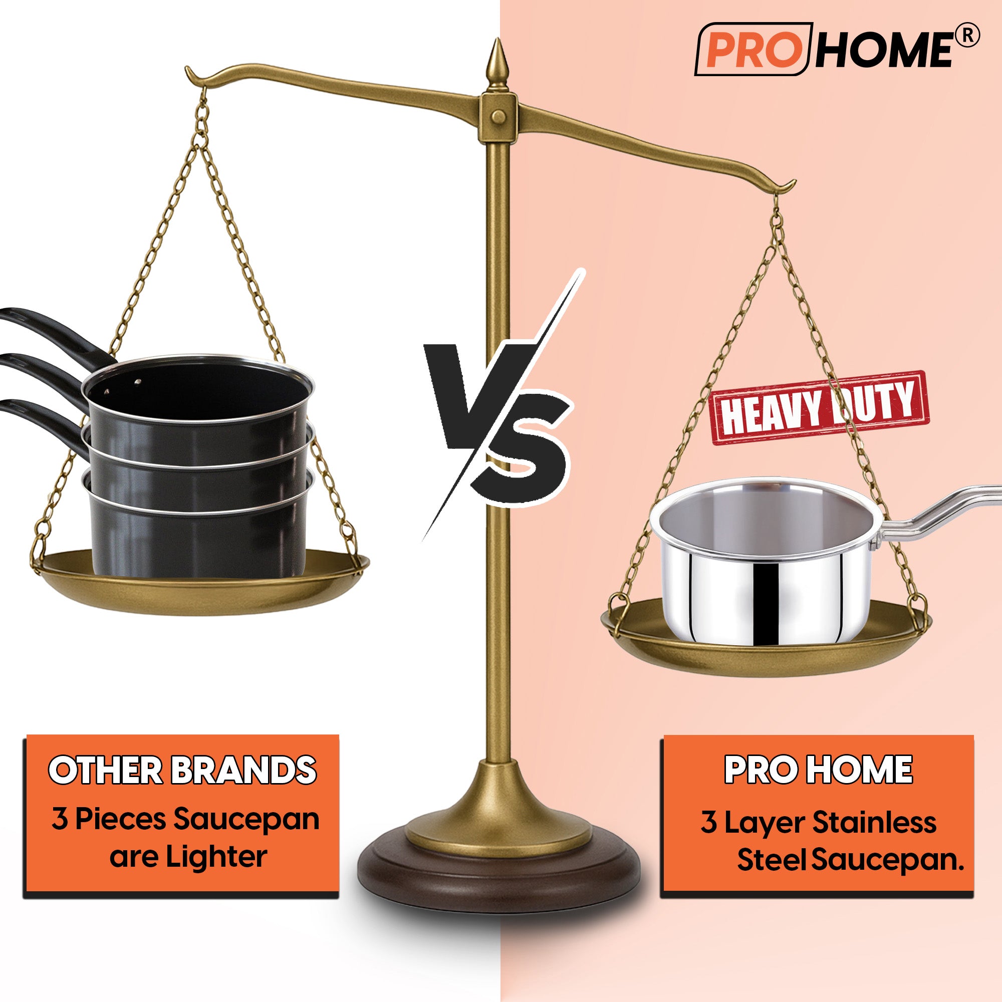 ProHome Spark Triply Stainless Steel Sauce Pan 16 cm (1.6L)