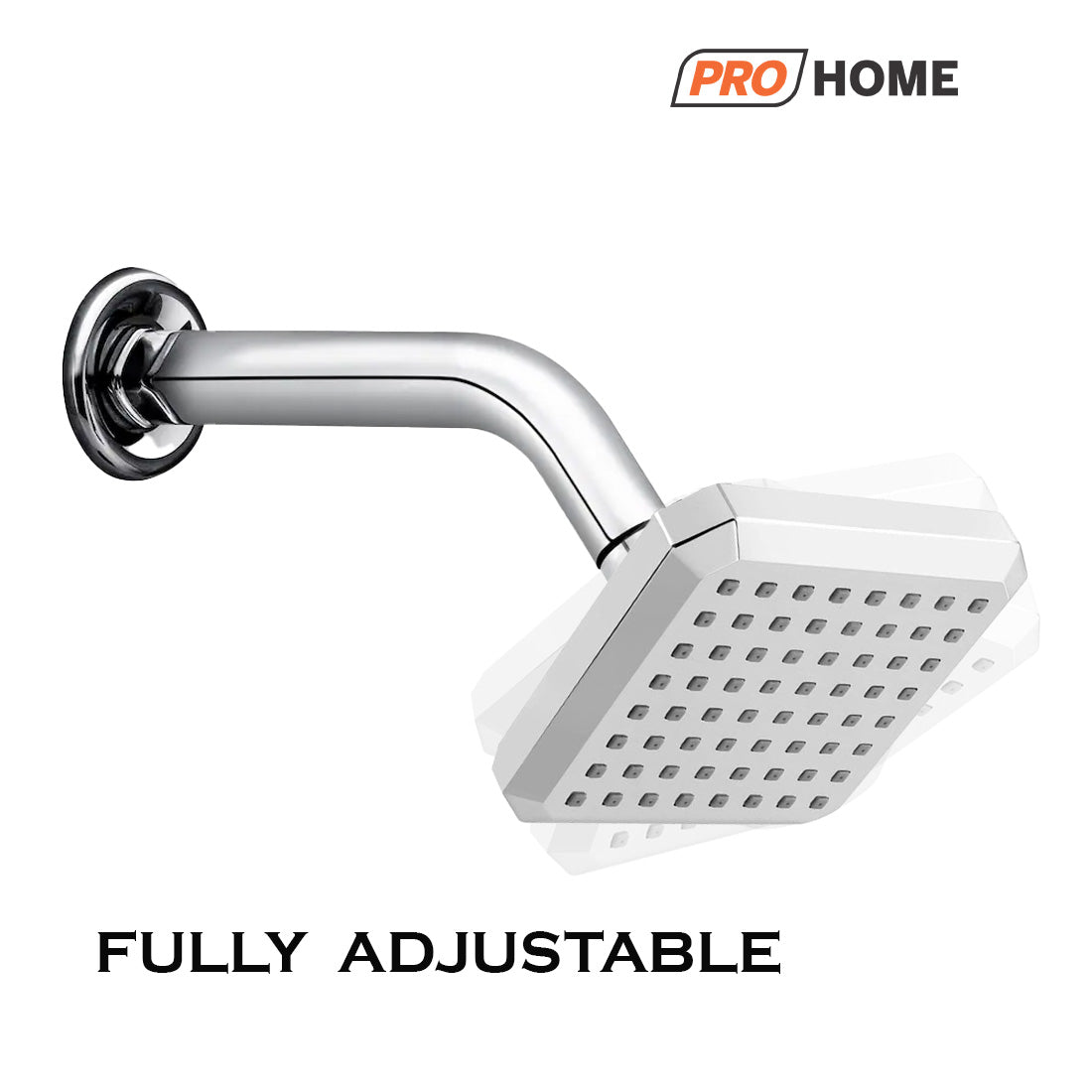 ProHome Rain Flow Overhead Shower with 7-Inch Arm – Premium Chrome Finish