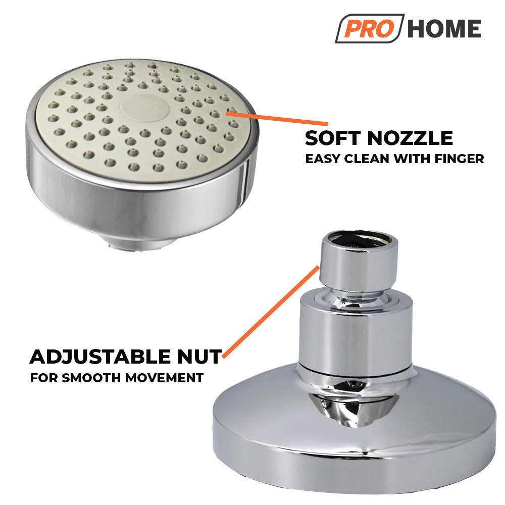 ProHome Rain Flow Overhead Shower | 7-Inch Arm, Chrome Finish | Rain Shower for Modern Bathrooms