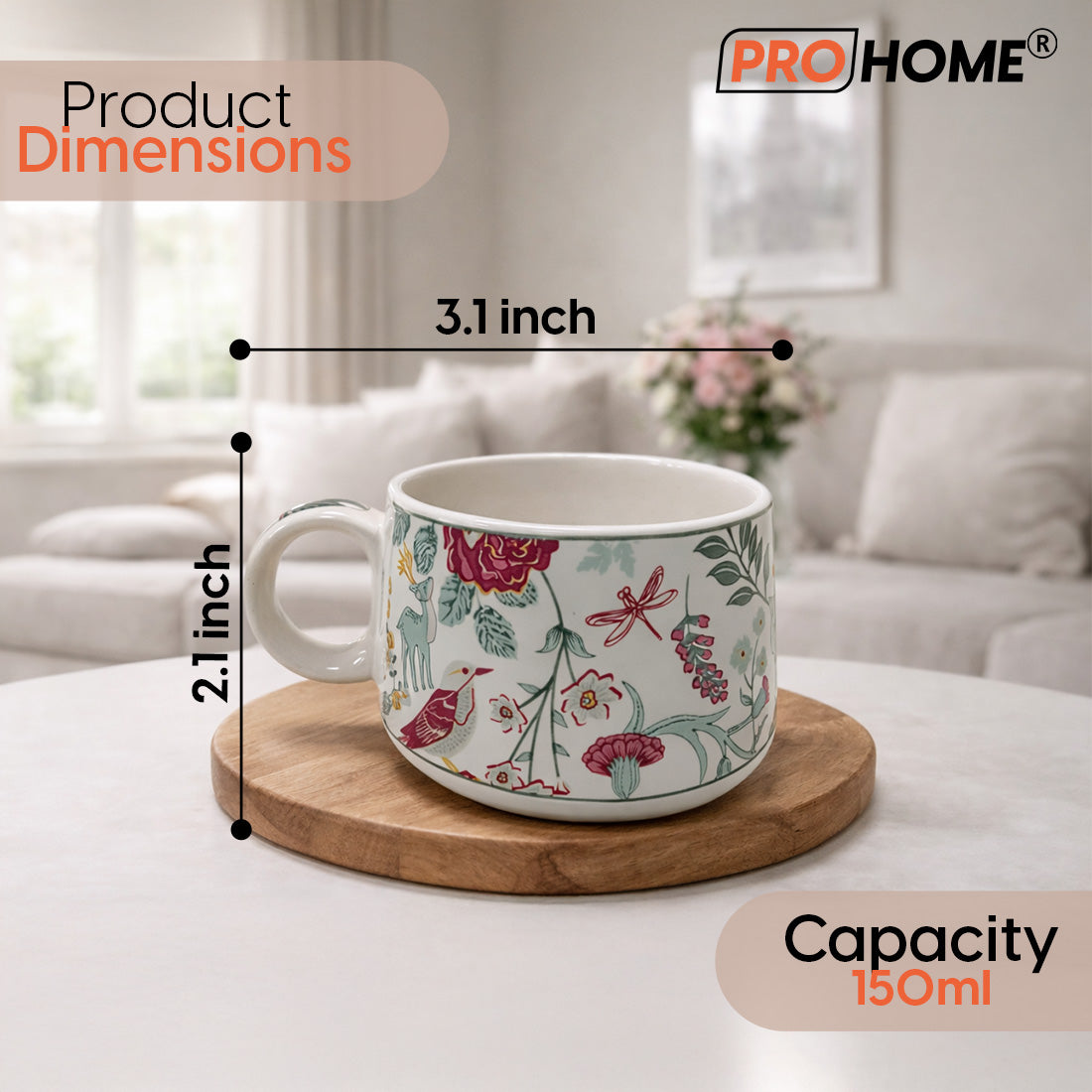 ProHome Premium Ceramic Floral Tea Set with Kettle & 6 Cups | 7-Piece Multicolor Tea Serving Set