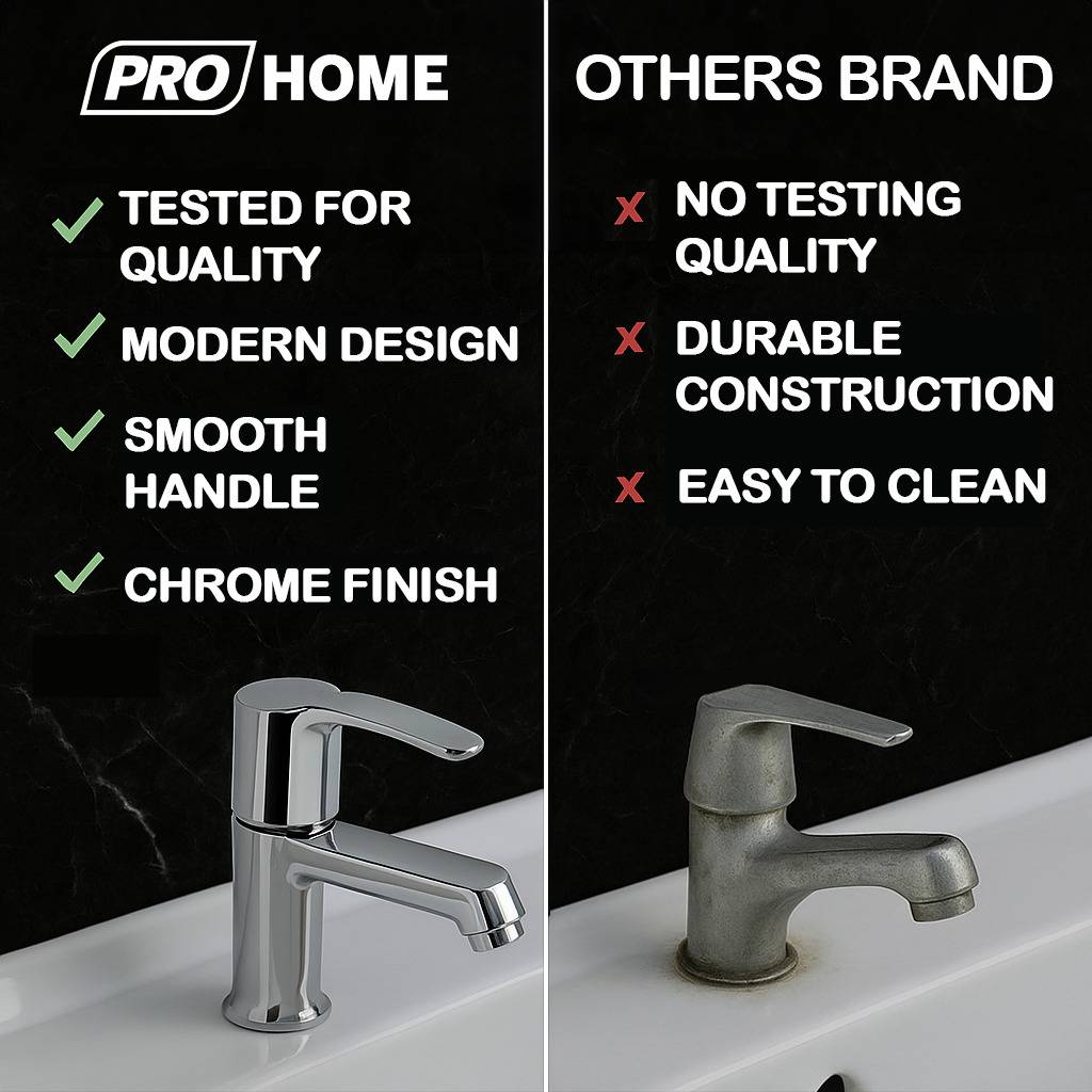 ProHome Pureflow Premium Brass Pillar Tap | Stylish Hot & Cold Water Bib Faucet for Kitchen & Bathroom Sink | Durable, Rust-Resistant Basin Tap