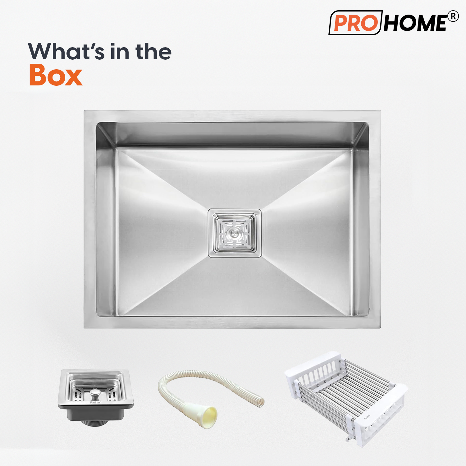 ProHome Single Bowl Handmade Kitchen Sink with Basket – 24"x18"x10" Satin Finish, Top Mount