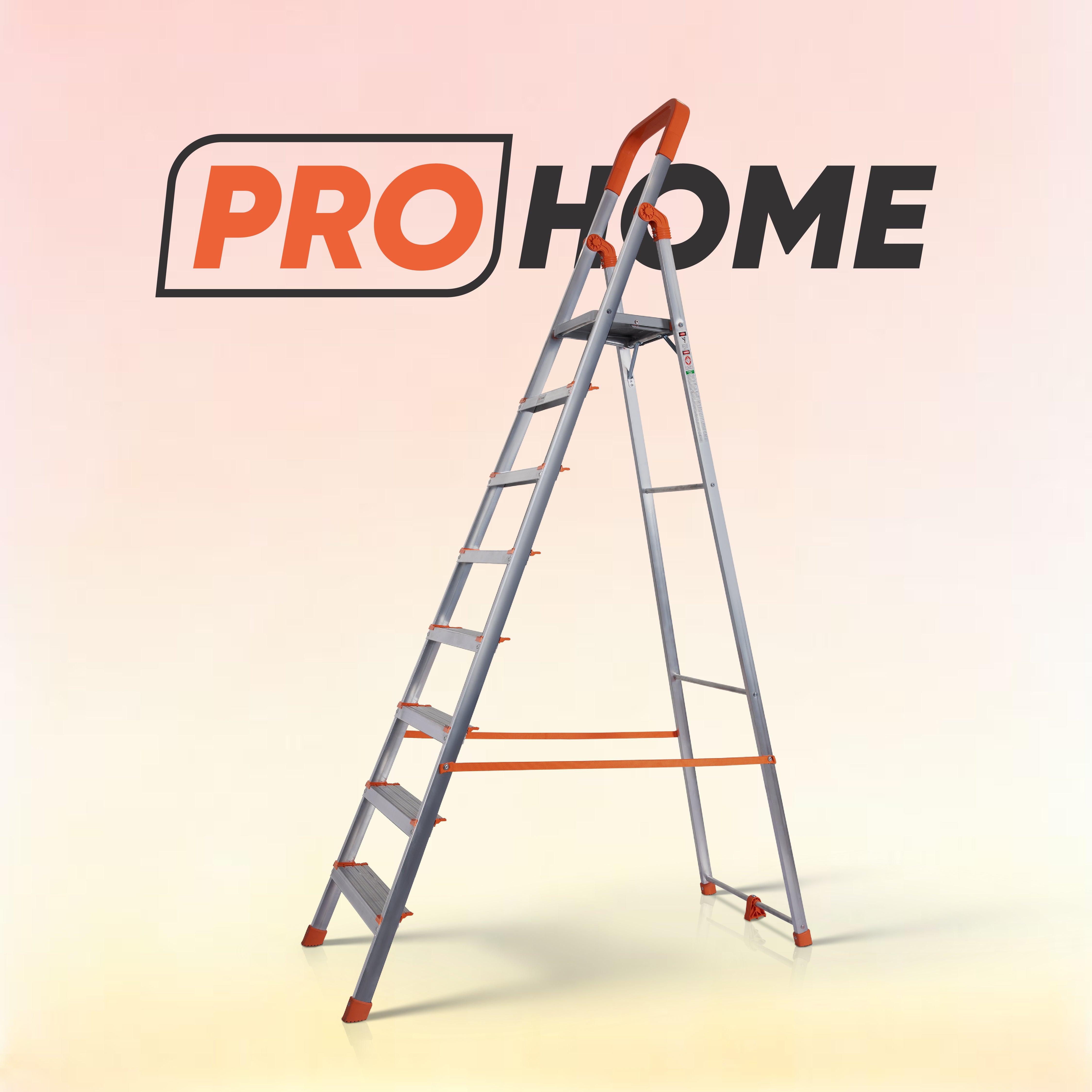 Aqua 8 Step Aluminum Ladder with 5 Anti Slip Shoes (With Platform)