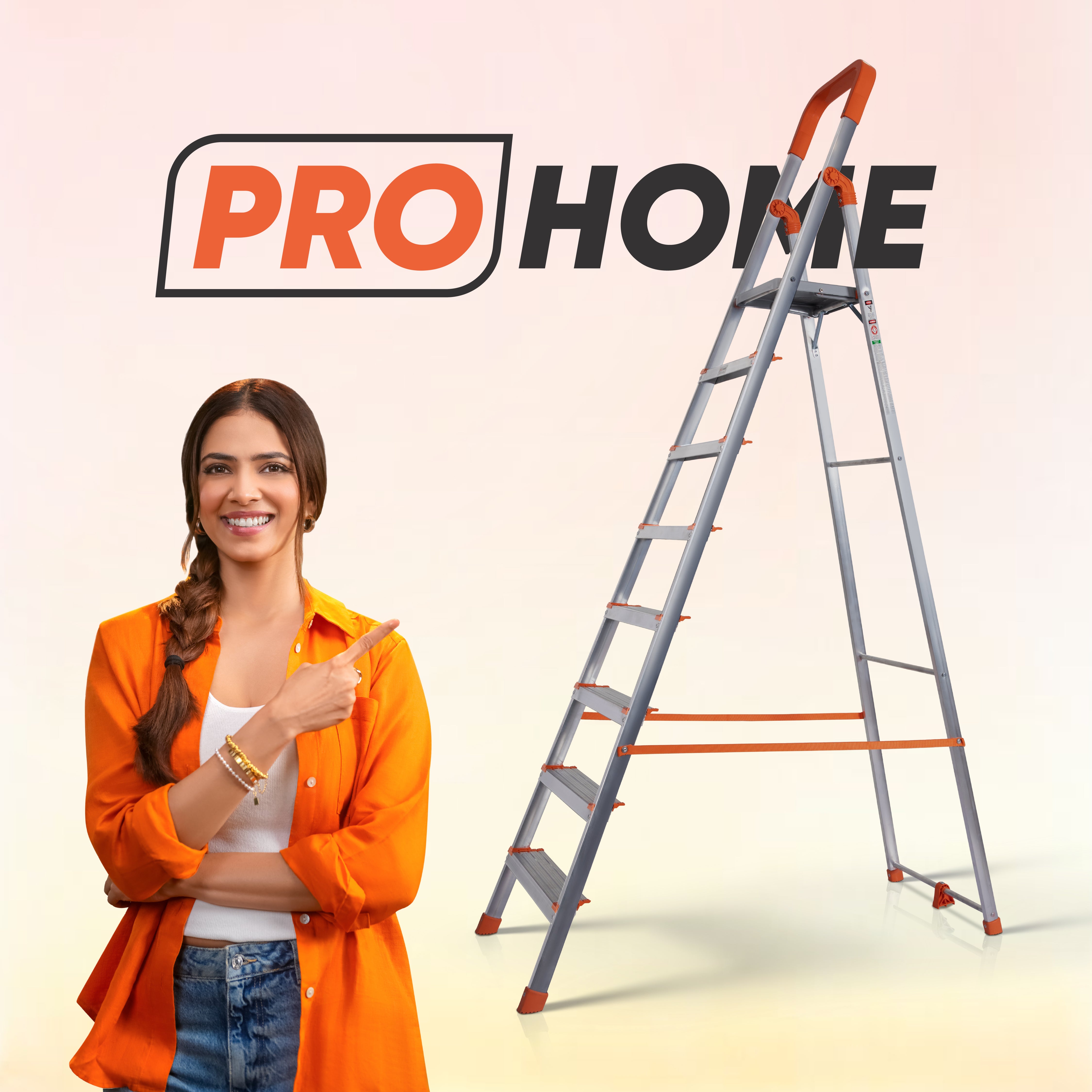 Aqua 8 Step Aluminum Ladder with 5 Anti Slip Shoes (With Platform)