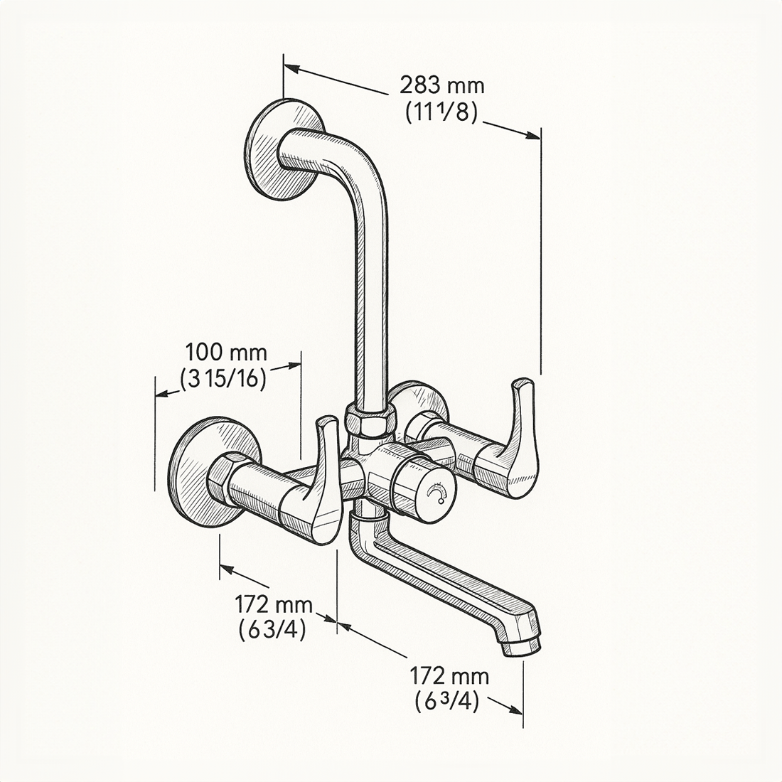 ProHome Brass Wall Mixer with Shower | Hot & Cold Control | Chrome Finish