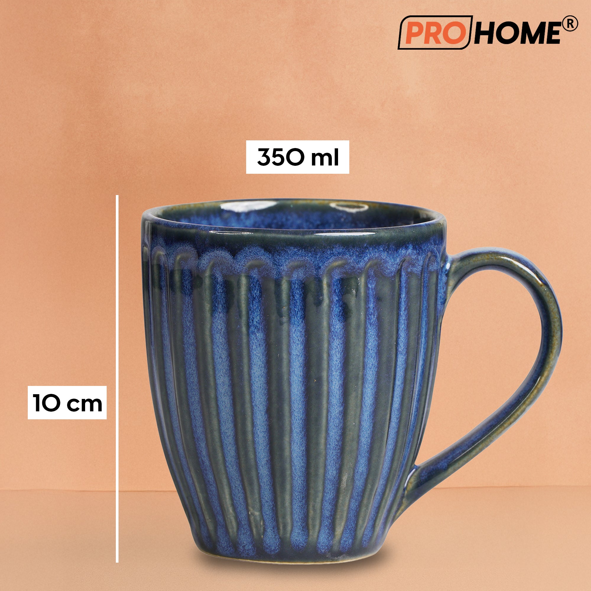 ProHome Royal Blue Ceramic Coffee & Tea Mug (Pack of 4) (Royal Blue)