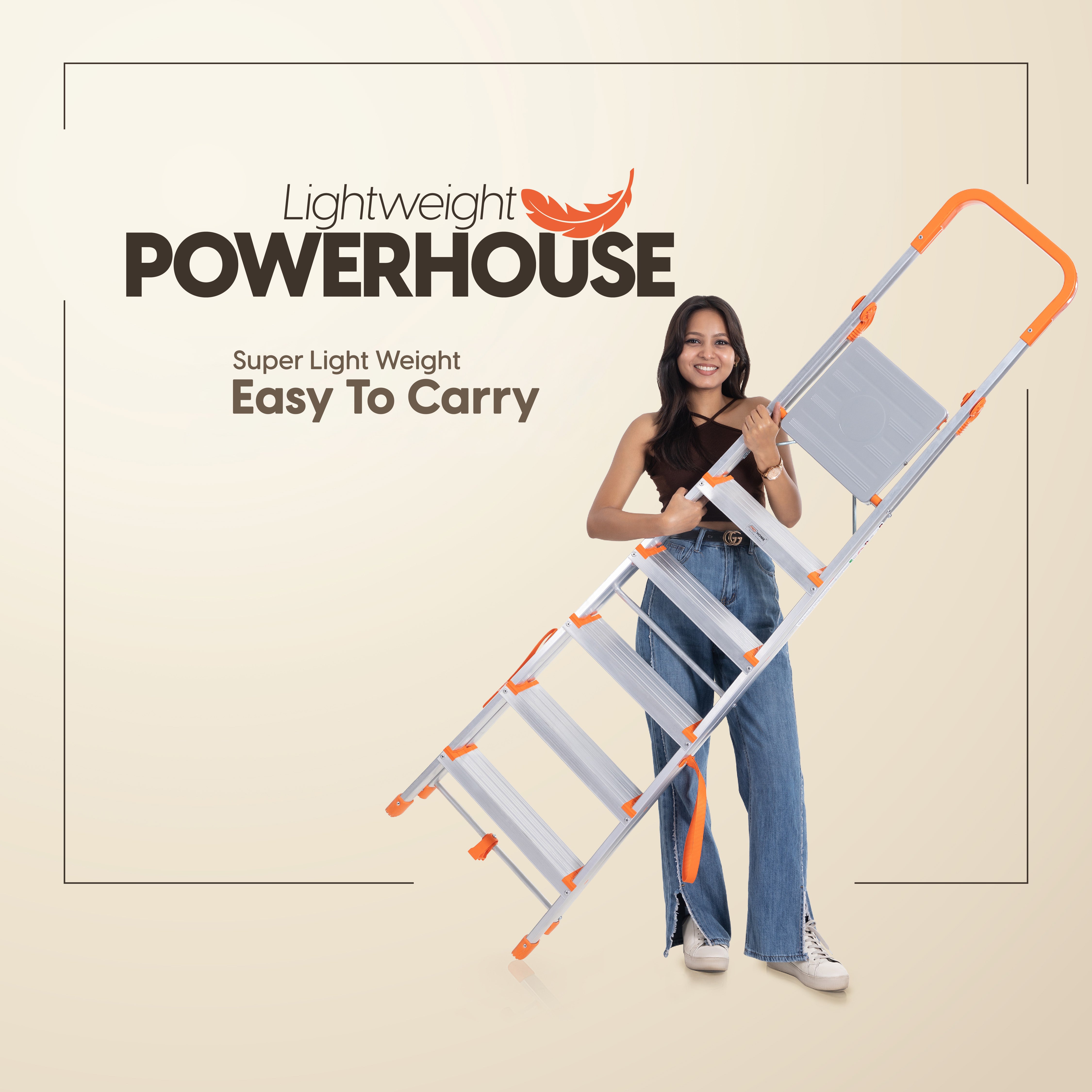 ProHome Aqua 5 Step Aluminum Ladder with 5 Anti-Slip Shoes (With Platform)