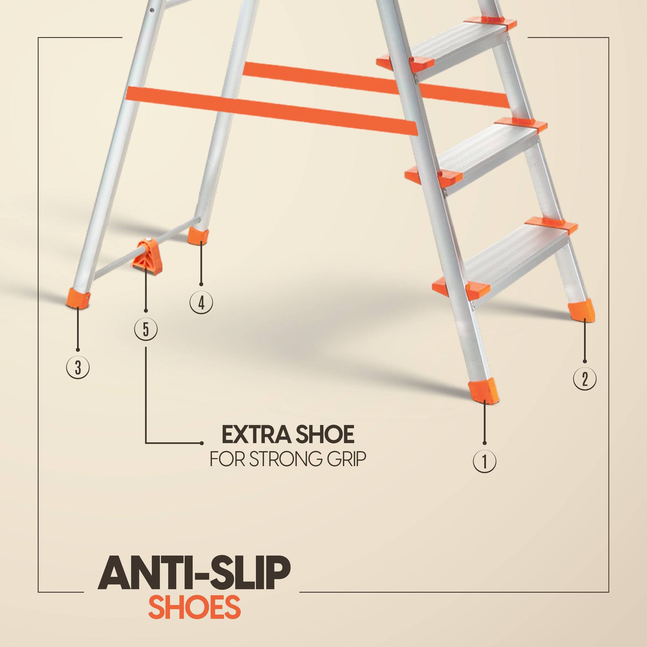 ProHome Aqua 2 Step Aluminum Ladder with 2 Anti-Slip Shoes (With Platform)