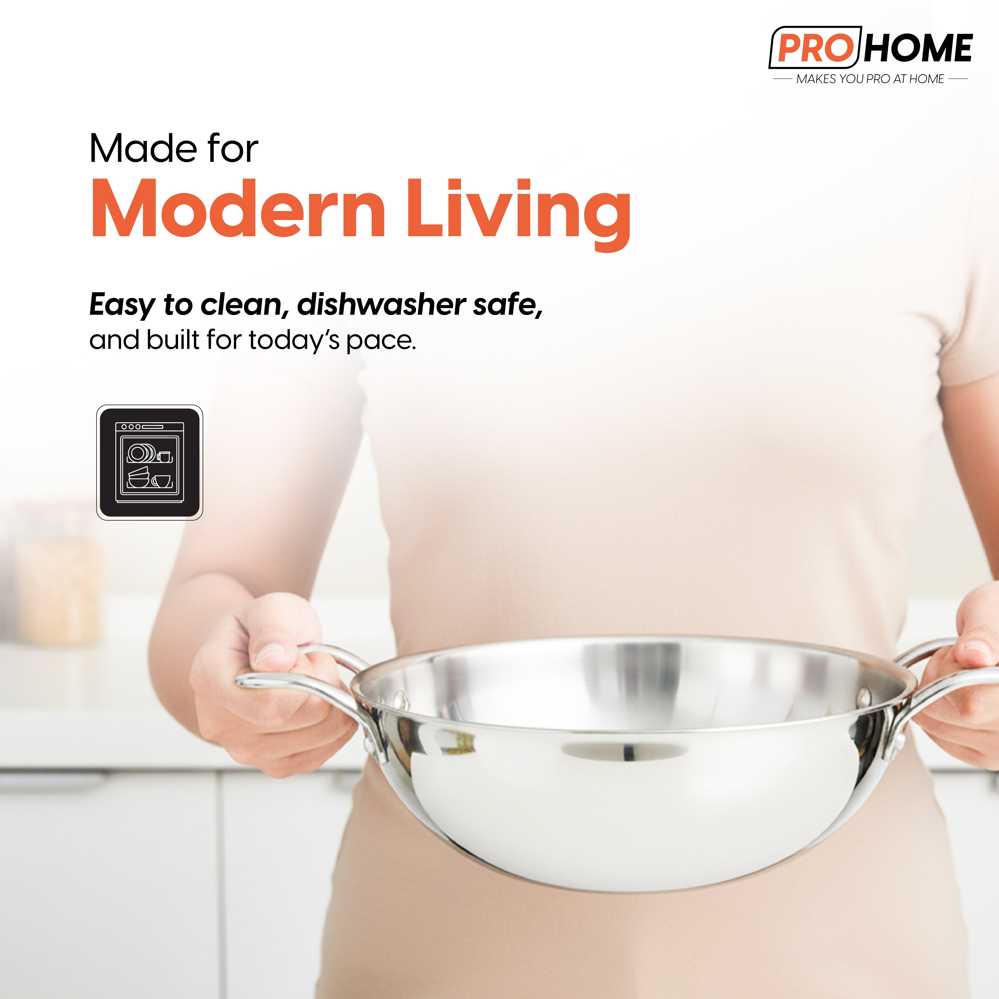 ProHome Triply Stainless Steel Kadhai 20 cm | 1.53 L Capacity