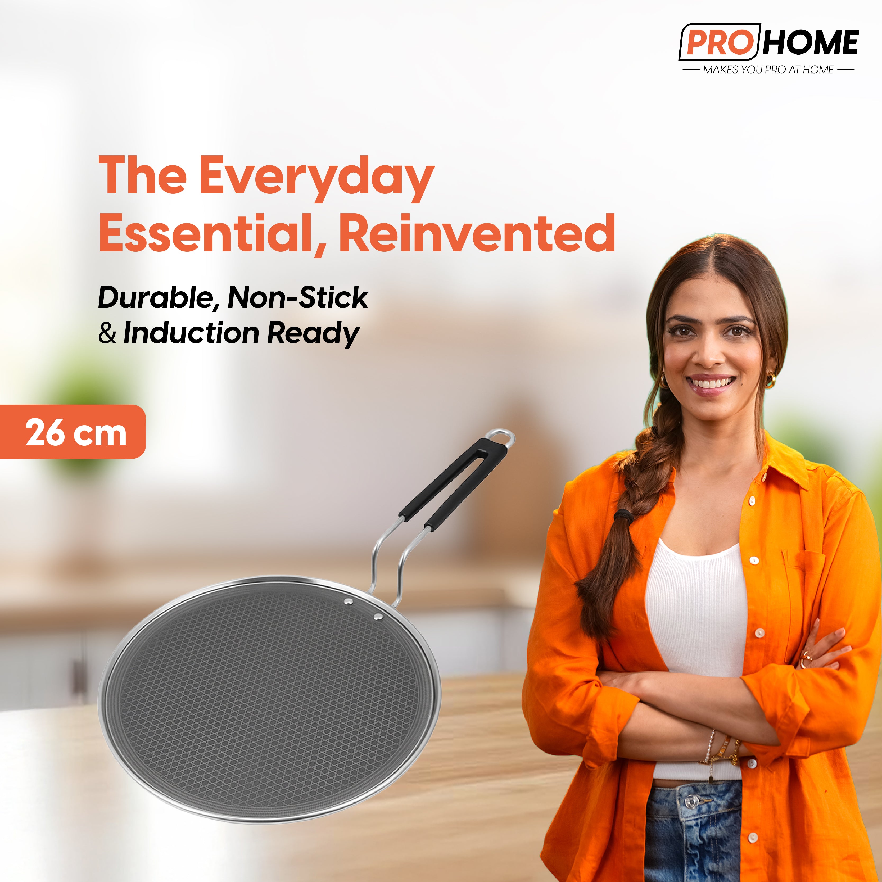 ProHome Non-Stick Tawa – 26 cm Flat Pan for Perfect Roti, Dosa & Pancakes