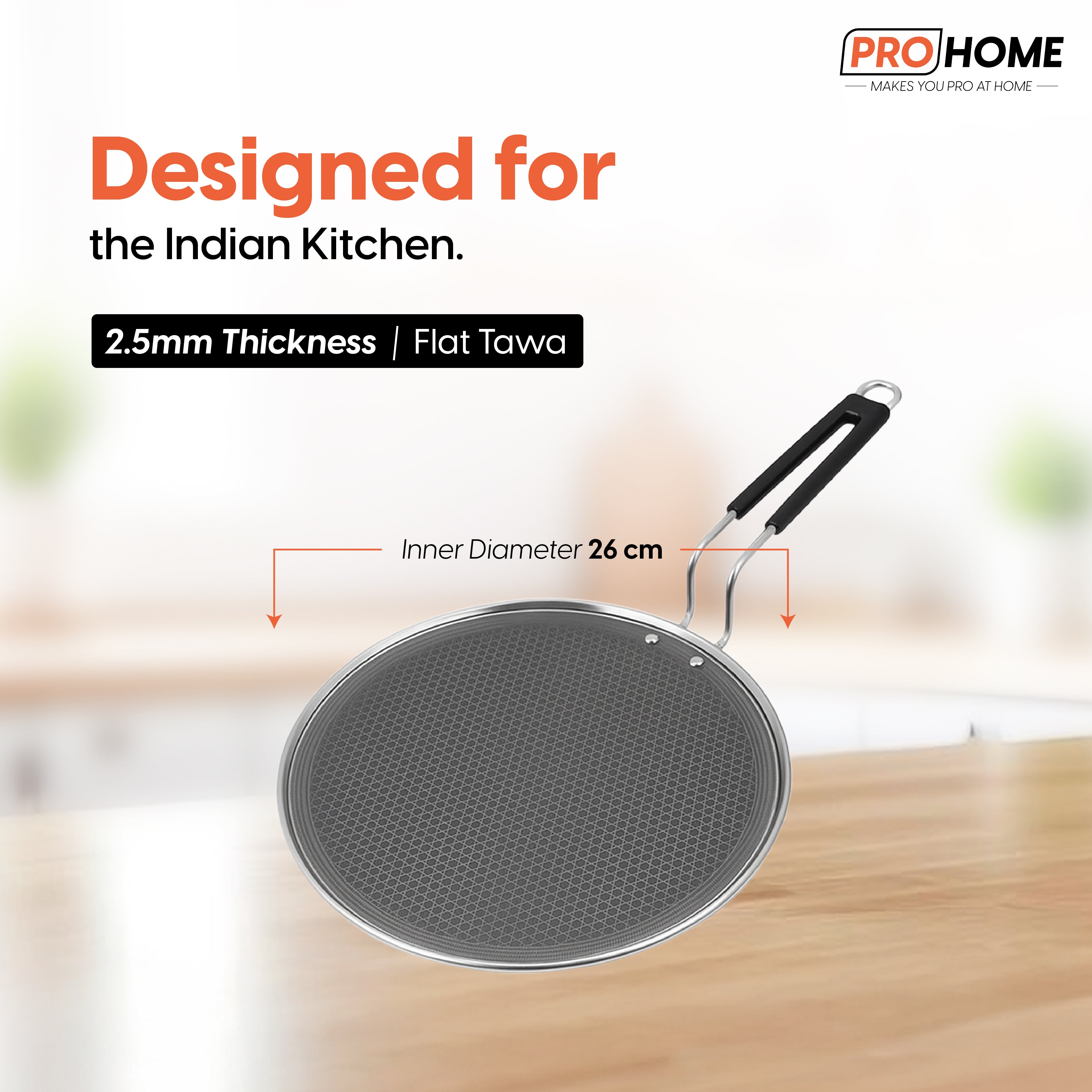 ProHome Non-Stick Tawa – 26 cm Flat Pan for Perfect Roti, Dosa & Pancakes