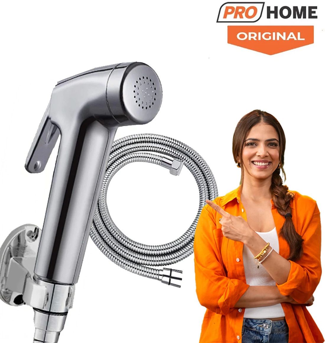 ProHome ABS Health Faucet with 1m Hose & Wall Hook – Chrome Finish
