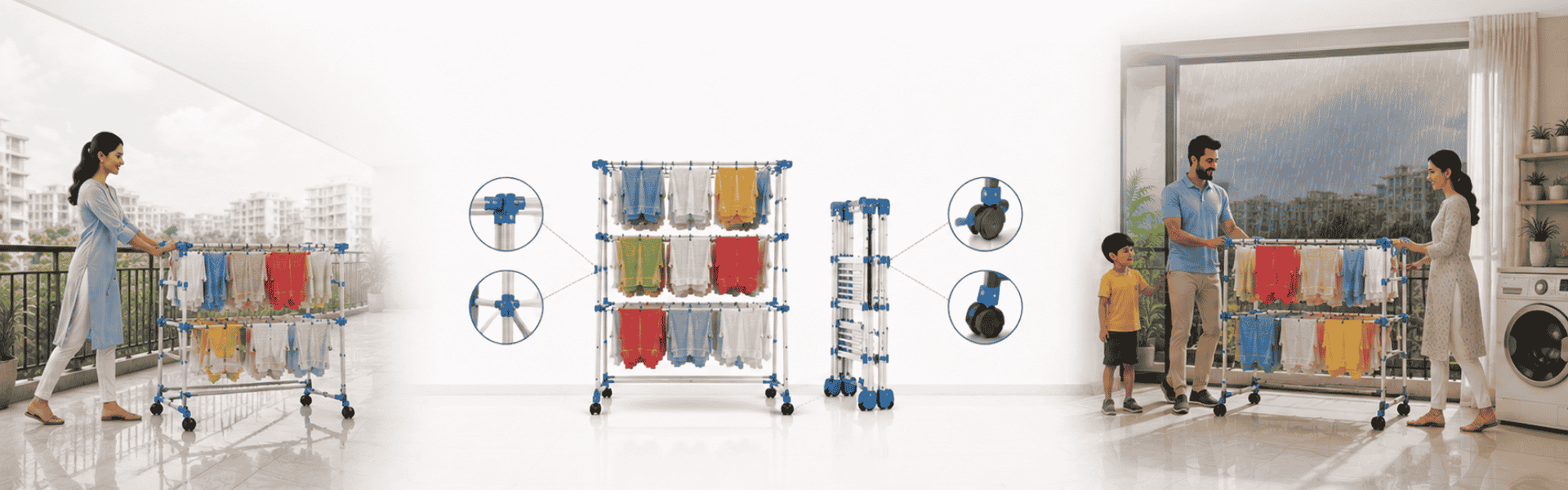 Cloth Drying Stand Wheels