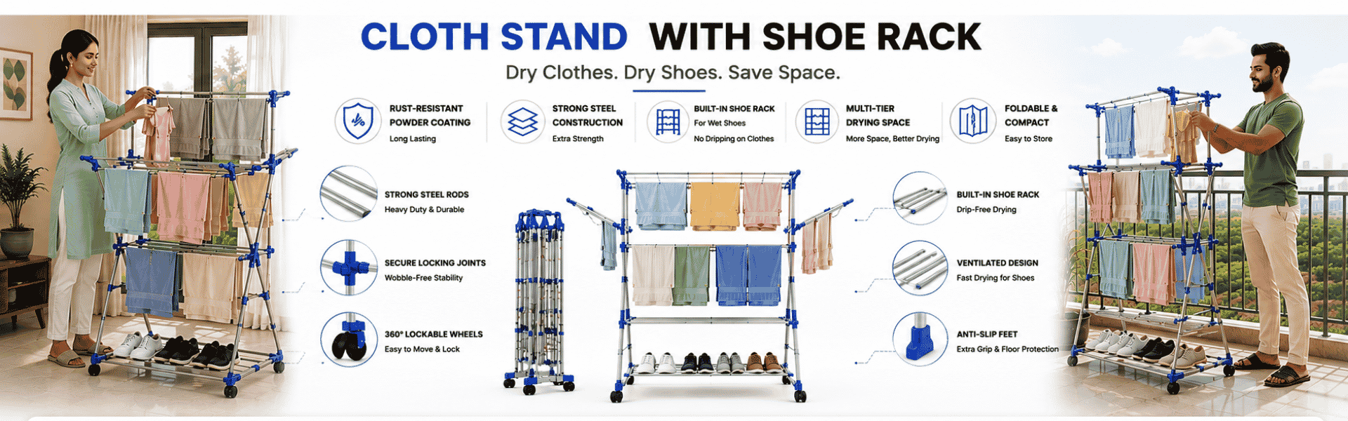 Cloth Stand with Shoe Rack