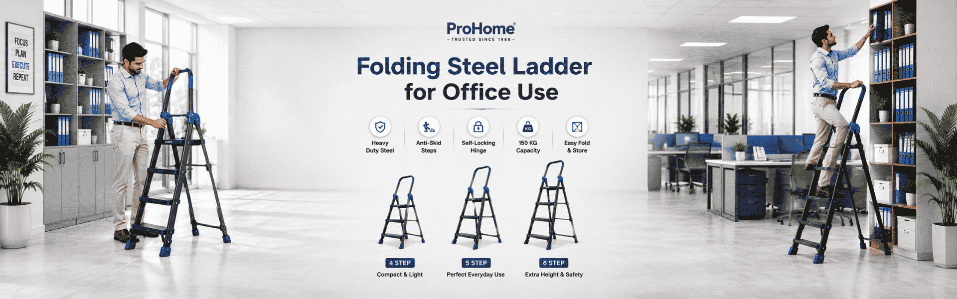 Folding Steel Ladder for Office Use