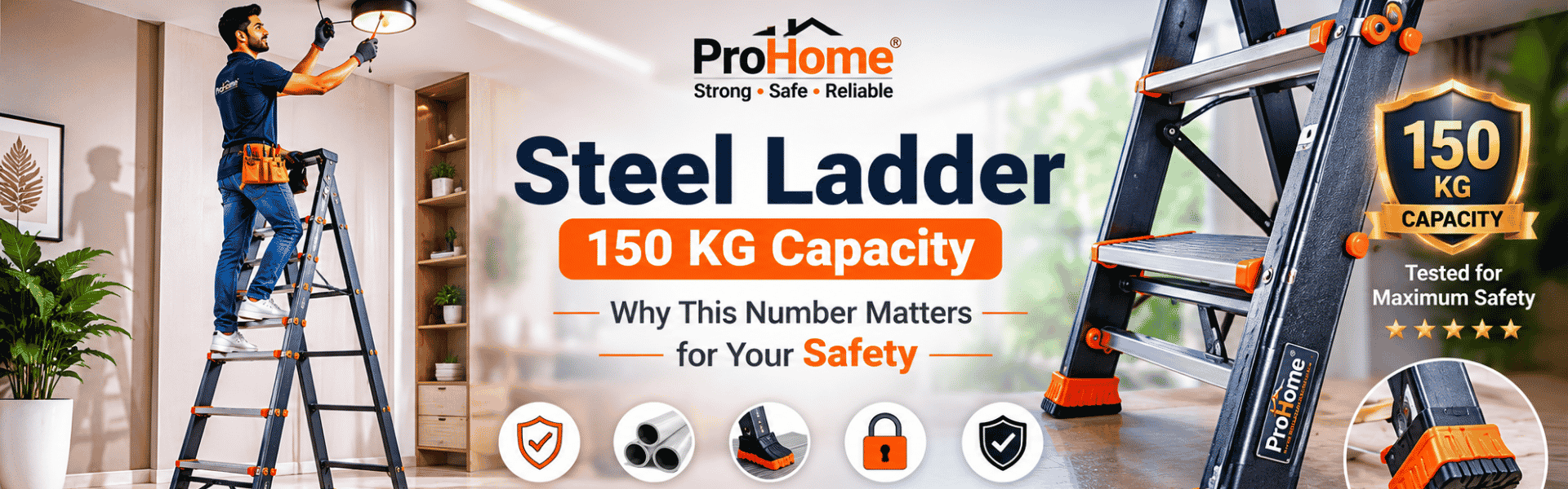 Steel Ladder 150 kg Capacity