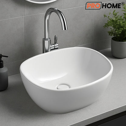 ProHome Zen Table Top Wash Basin – Modern Ceramic Countertop Sink with Glossy Finish