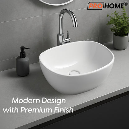 ProHome Zen Table Top Wash Basin – Modern Ceramic Countertop Sink with Glossy Finish