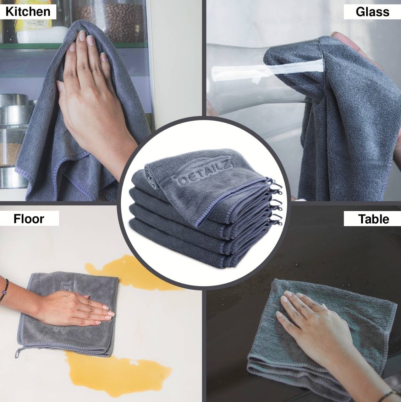 Detailz by ProHome 380 GSM Extra Soft Microfiber Cleaning Cloth – Grey.