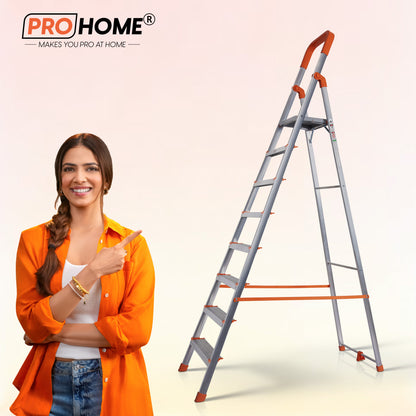 ProHome Aqua 8 Step Aluminum Ladder with 5 Anti Slip Shoes (With Platform)