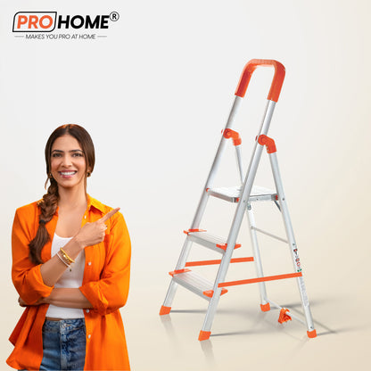 ProHome Aqua 3 Step Aluminum Ladder with Anti-Slip Shoes (With Platform)
