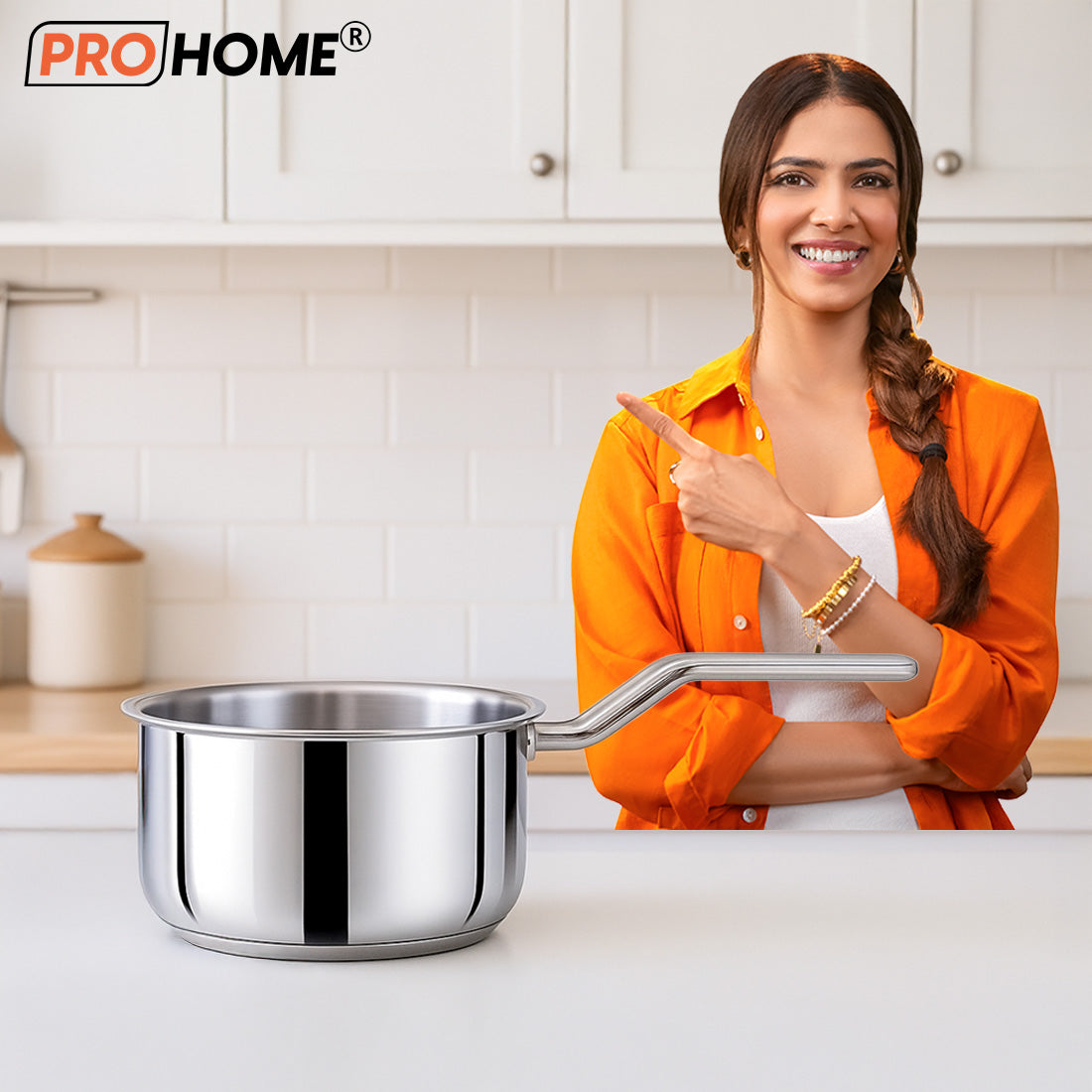ProHome Spark Triply Stainless Steel Sauce Pan 16 cm (1.6L)