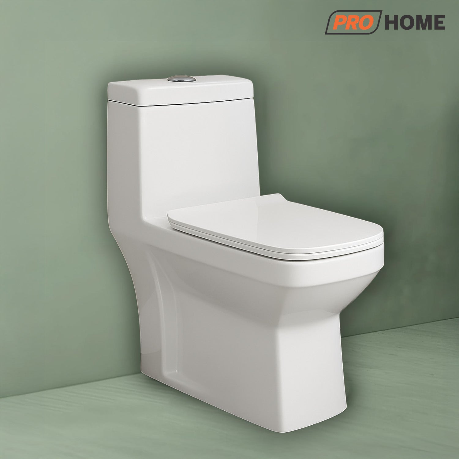 ProHome Rimless One-Piece Western Commode – Premium Ceramic, Floor Mounted, Glossy White Finish