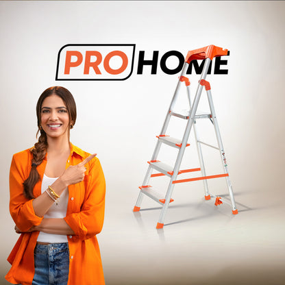 ProHome Apex 4 Step Heavy Duty Foldable Ladder with Tool Tray & Anti-Slip Shoes | Strong Aluminum Step Ladder for Home, Kitchen & Office Use