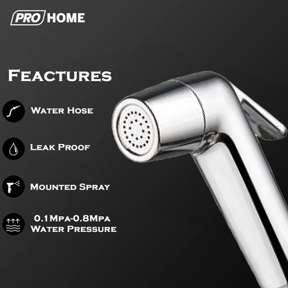 ProHome IRISH Modern Health Faucet Set | 1m Braided Hose & Wall Mount Hook | Bathroom Hygiene Tap