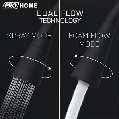 ProHome Brass Sink Tap with 360° Flexible Black Silicone Neck | Dual Flow Hot & Cold Water Tap with Wall Flange (Wall Mount)