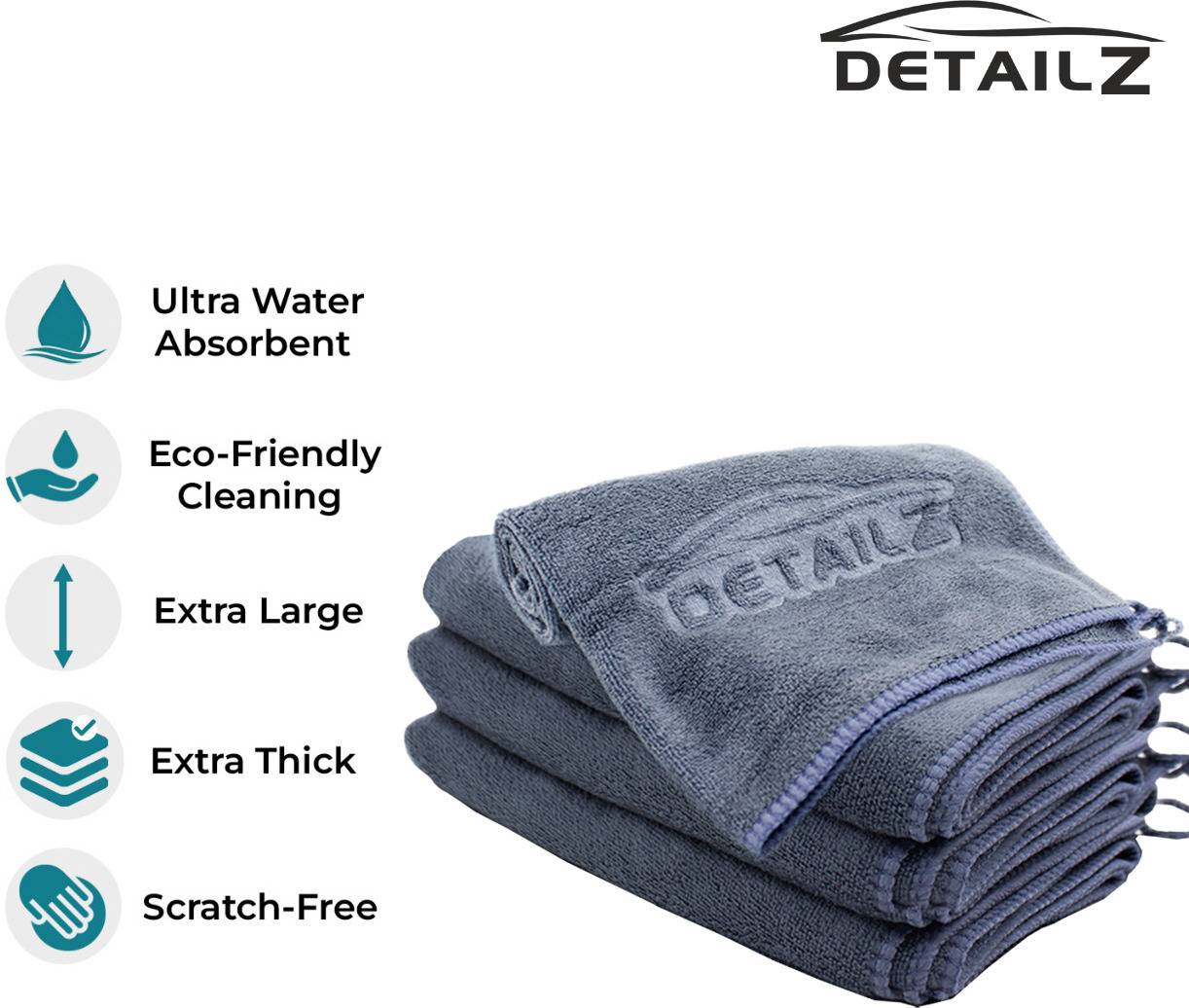 Detailz by ProHome 380 GSM Extra Soft Microfiber Cleaning Cloth – Grey.