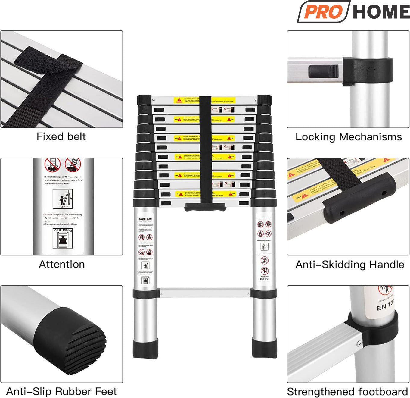 Multi-Purpose 5M Telescopic Aluminum Ladder – Extendable, Portable & Foldable.