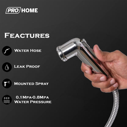 Prohome Premium Health Faucet Set with 1m Flexible Hose & Hook – Easy Wall-Mount Installation.