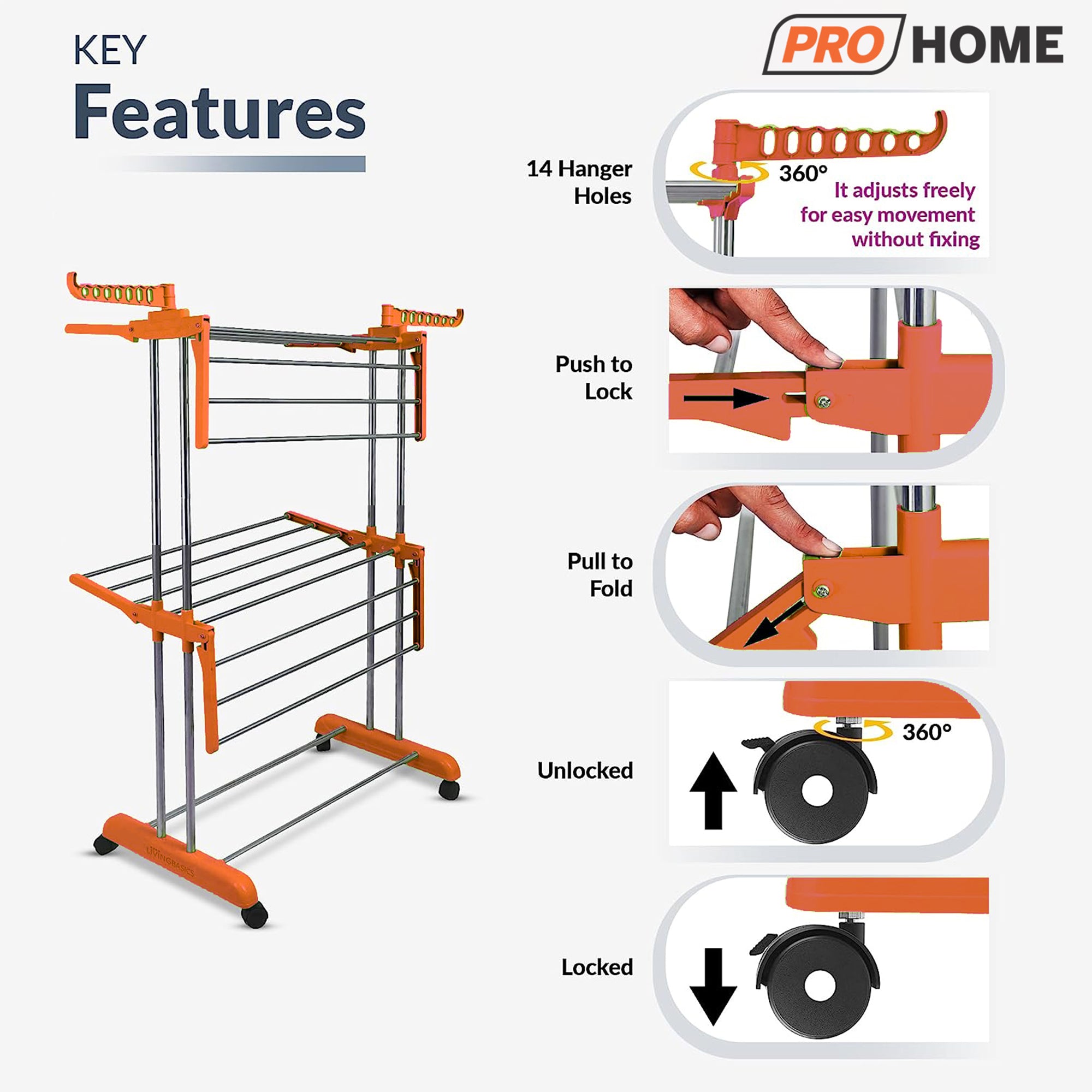 Premium Steel Tower Cloth Dryer Stand with Wheels  ( 2 Tier)