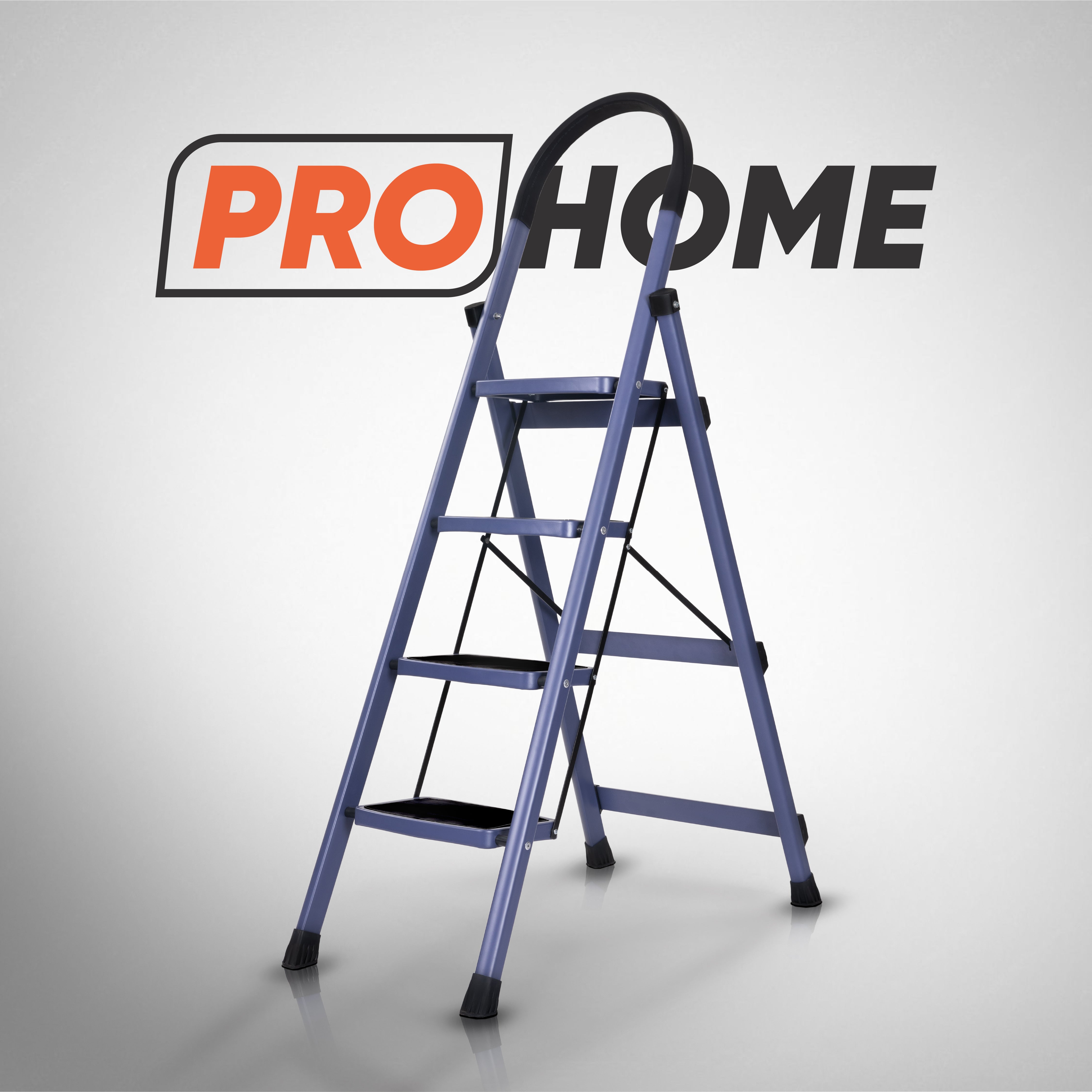 Premium Vetro 4 Step Foldable Steel Ladder (Blue)