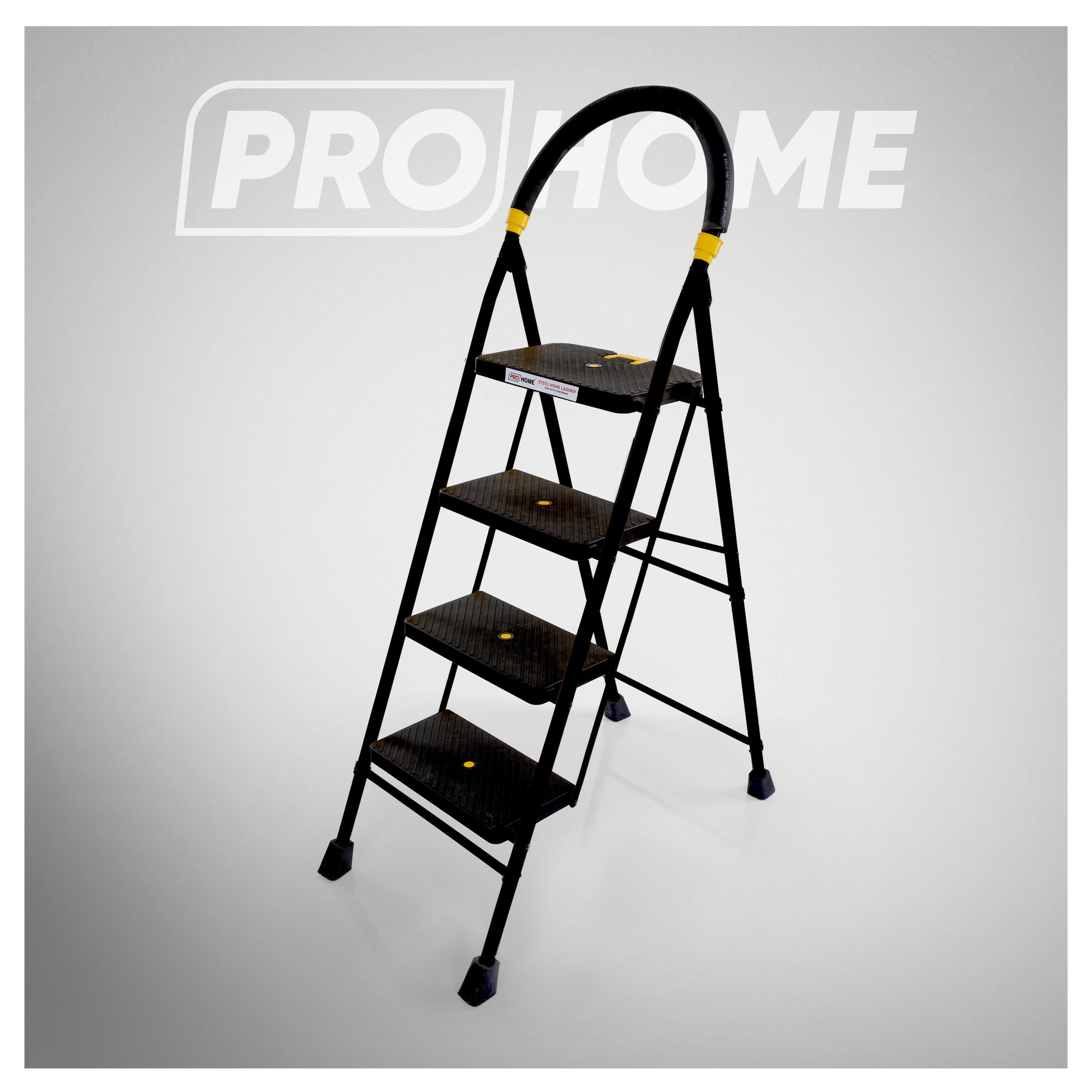 Eco 4 Step Steel Ladder Anti Skid shoes Steel Ladder (Black)