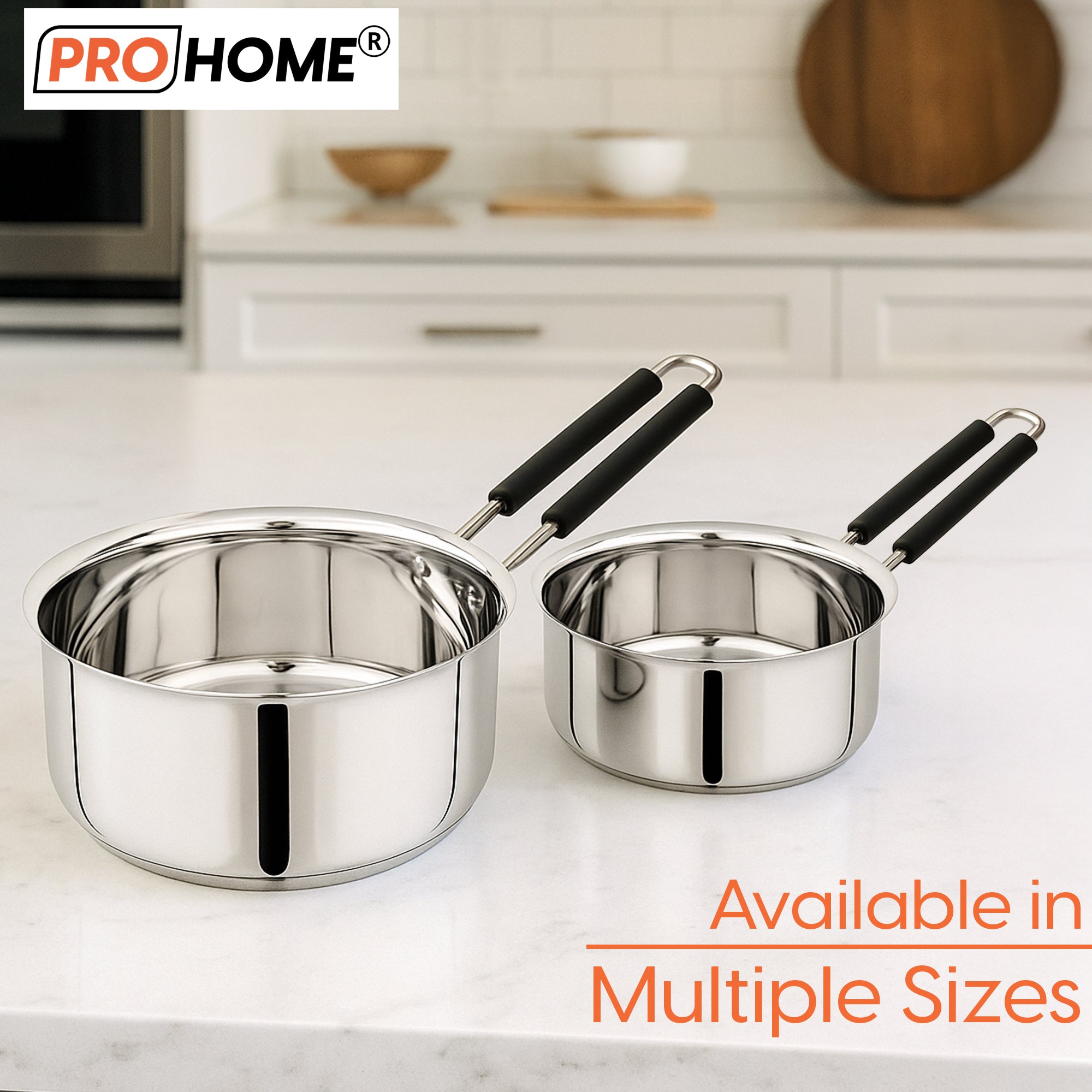 ProHome 1.6 L Stainless Steel Milk & Tea Pan | 16 cm | Double Handle | Induction Base | Mirror Finish