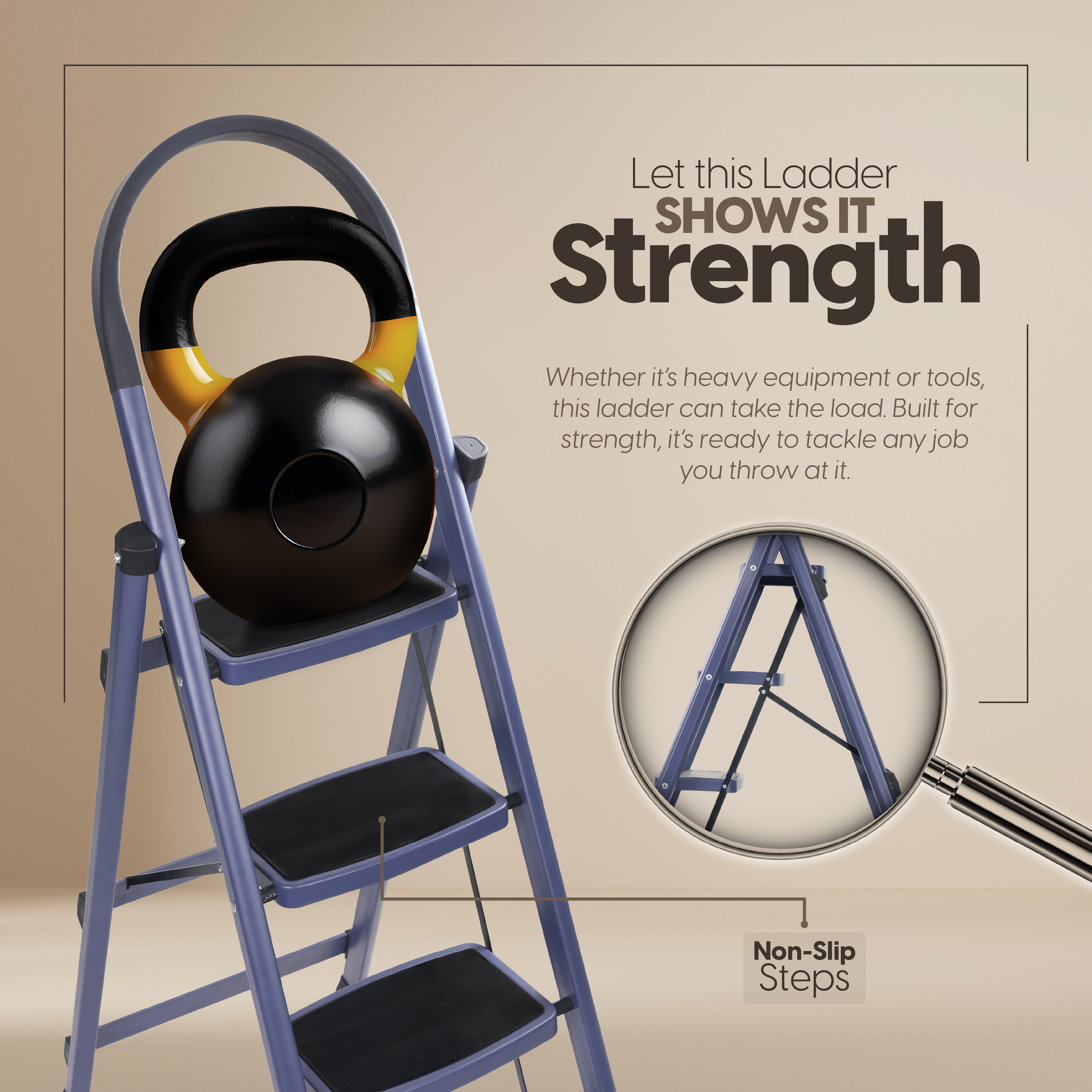 Premium Vetro 5 Step Foldable Steel Ladder  (Blue)