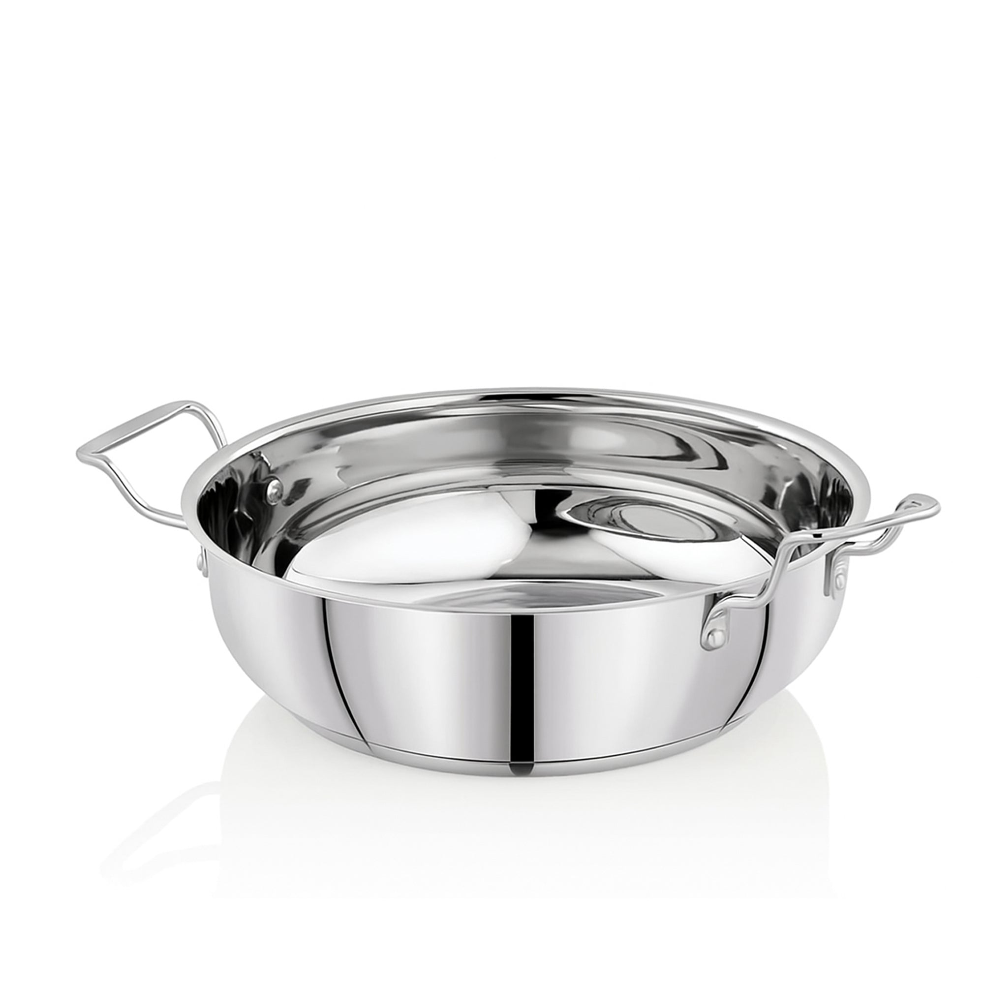 ProHome Stainless Steel Kadai – 22 cm Heavy Bottom Pan, 2.2L Capacity, Induction & Gas Compatible
