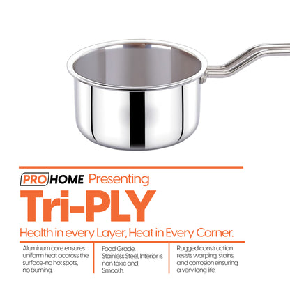 ProHome Spark Triply Stainless Steel Sauce Pan 16 cm (1.6L)