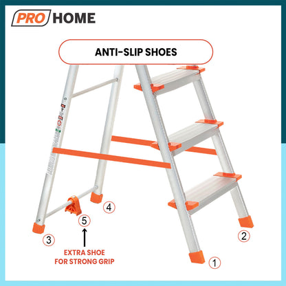 Apex 2 Steps Heavy-Duty Ladder with Tool Tray & 5 Anti Slip Shoes