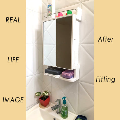 PROHOME Wall-Mounted Bathroom Mirror Cabinet with 6 Shelves | Space-Saving Storage Organizer – White