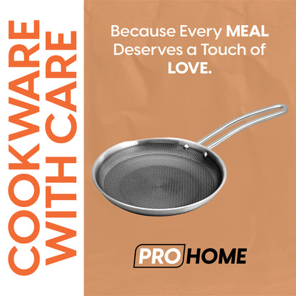 ProHome Spark Triply Stainless Steel Fry Pan 20 cm | Honeycomb Non-Stick | 1L