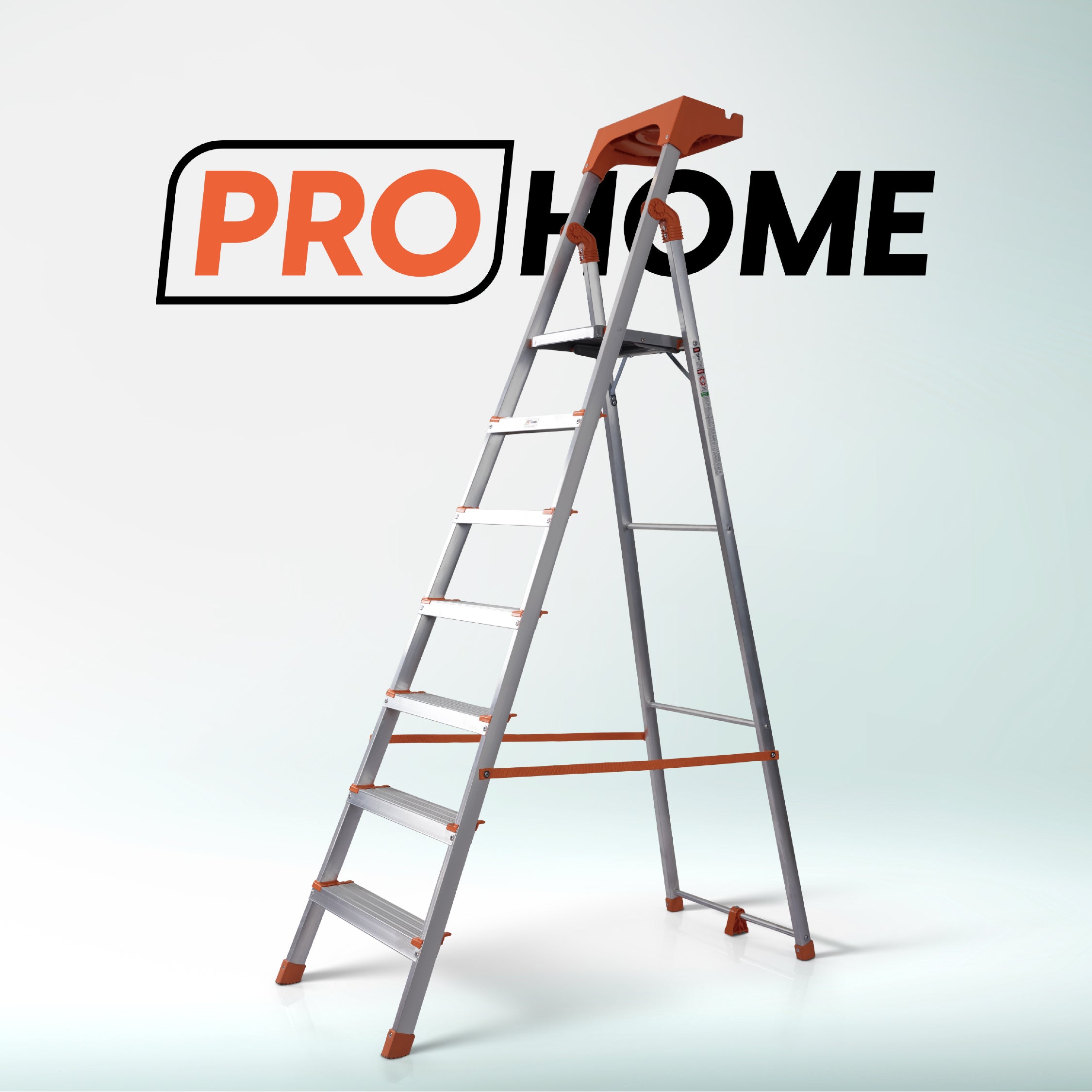Apex 7 Step Heavy-Duty Foldable Ladder with Tool Tray & 5 Anti-Slip Shoes.
