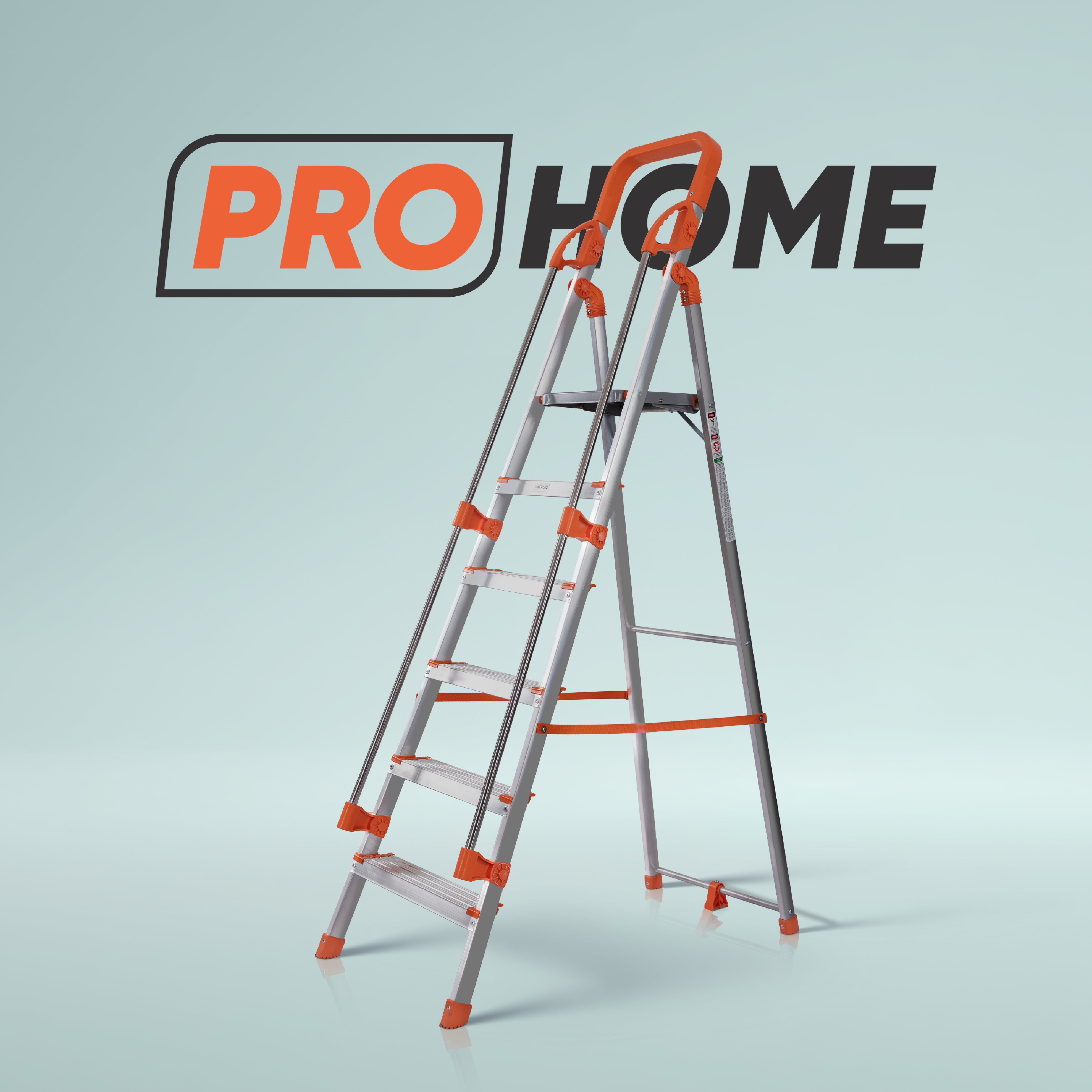 Hand Railing 6 Steps Aluminium Ladder with 5 Anti Slip Shoes (With Platform)