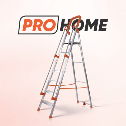 Hand Railing 7 Steps Aluminium Ladder with 5 Anti Slip Shoes (With Platform)