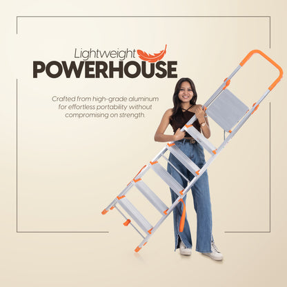 Aqua 6 Step Aluminum Ladder with 5 Anti Slip Shoes (With Platform)