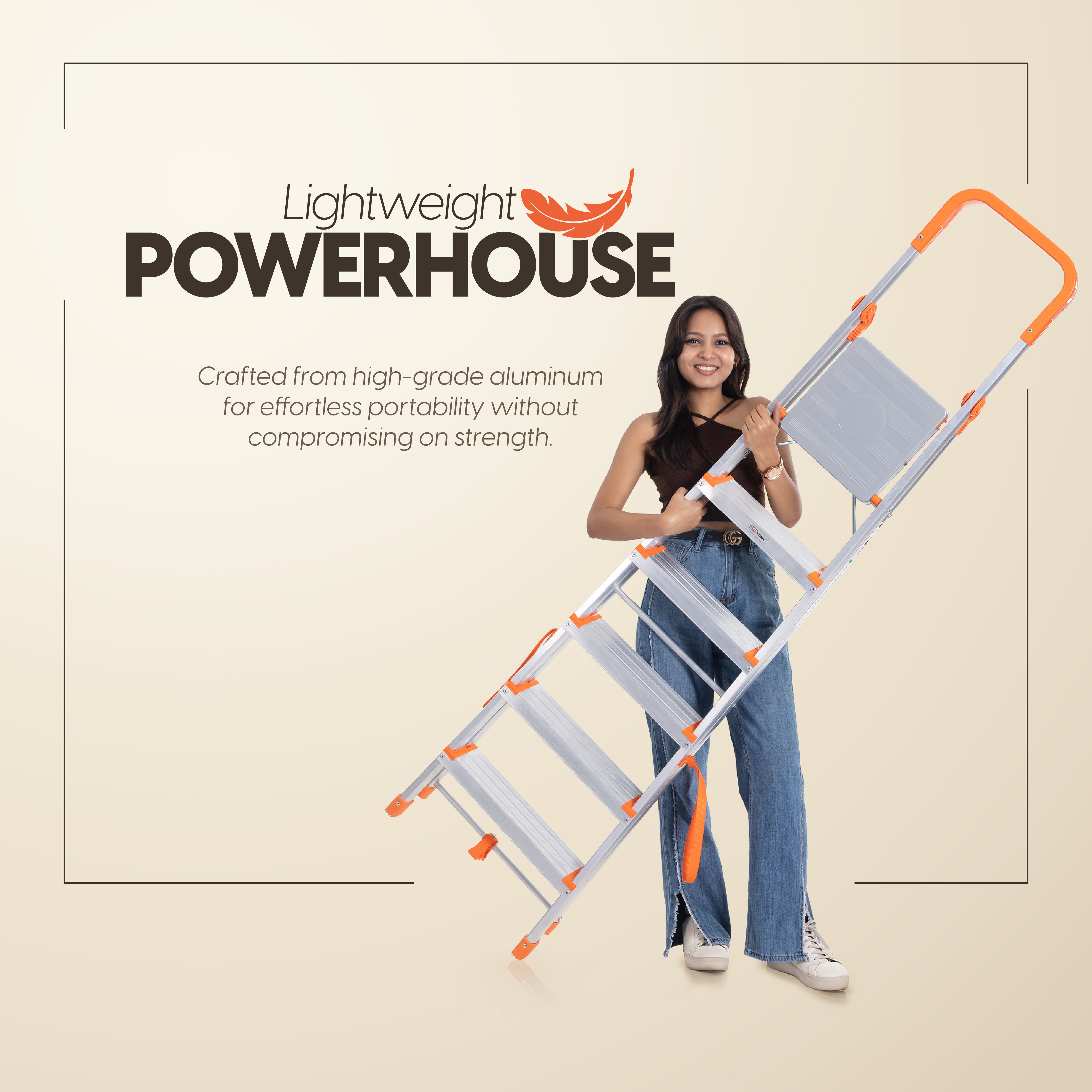 Aqua 6 Step Aluminum Ladder with 5 Anti Slip Shoes (With Platform)