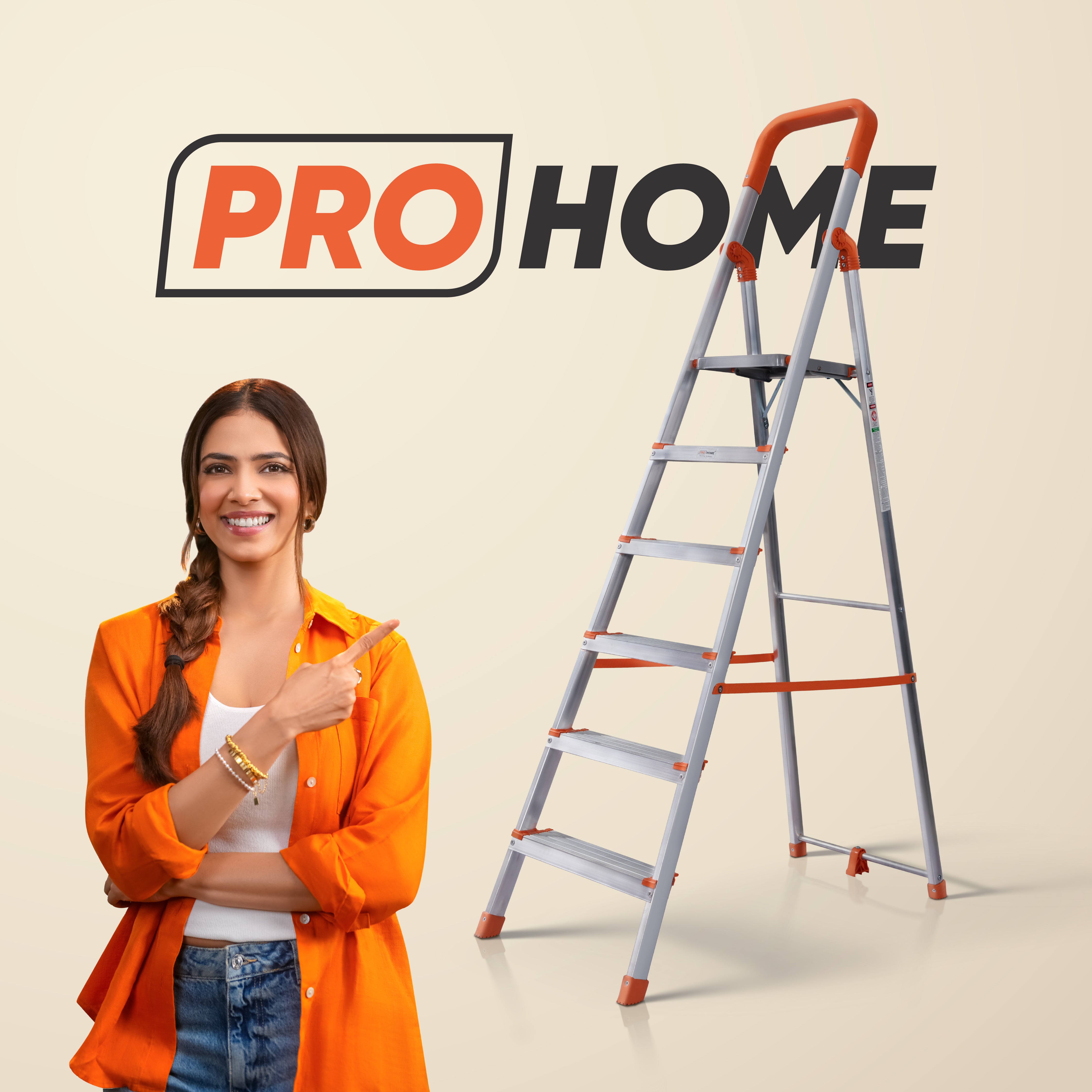 Aqua 6 Step Aluminum Ladder with 5 Anti Slip Shoes (With Platform)