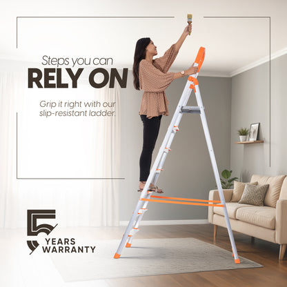 Aqua 7 Step Aluminum Ladder with 5 Anti Slip Shoes (With Platform)